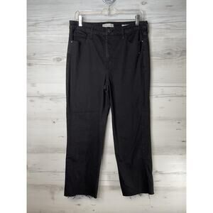 Social Standard Jeans Womens 12 Black High Rise Crop Straight Raw Hem Stretch